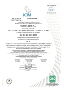 ICIM 9001 2015 CERTIFICATO